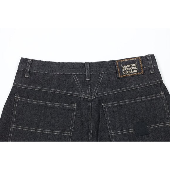 Deadstock Vintage 90s Marithe Francois Girbaud Mens 32 Baggy Denim Shorts Black - Picture 10 of 14
